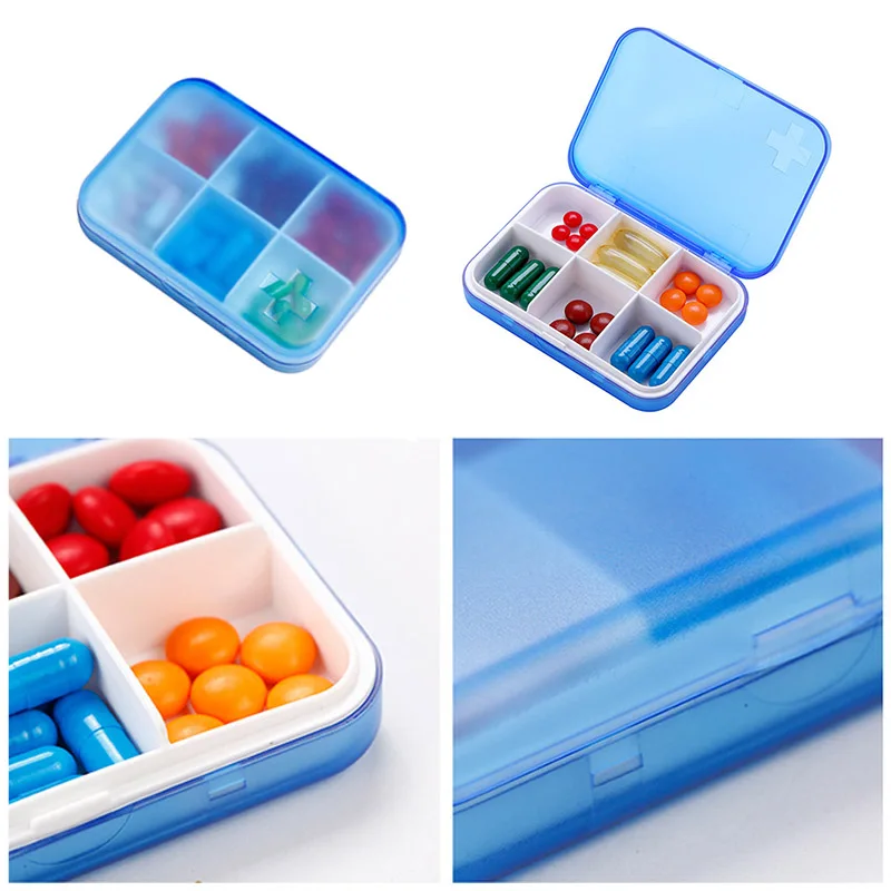 6 Compartment Small Pill Organizer Weekly Medicine Box Compact Portable Travel Plastic Storage Case For Vitamins Supplements