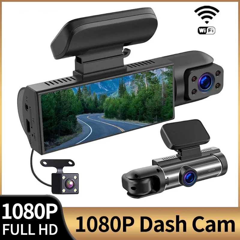 

1080P WIFI Dual Camera Dash Cam Car Driving Record IR Night Vision Dashcam Front And Inside Loop Recording Car Video Recorder