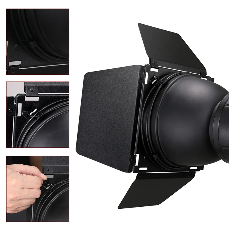 Soonpho BD-04 Bowens Mount drzwi do stodoły z siatką o strukturze plastra miodu + 4 zestawy filtr kolorów do Godox SK400ii DE400 DE300 QS400 QS60 błyskanie studyjne