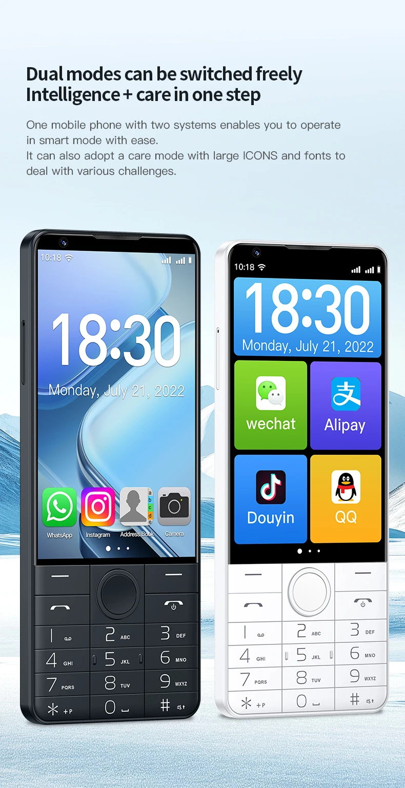 DOOV R70 4 " IPS Screen 4G Touch Keyboard Google Mobile Phone 6GB+128GB Android14 16mp 2600mAh Whatsapp Cellphone