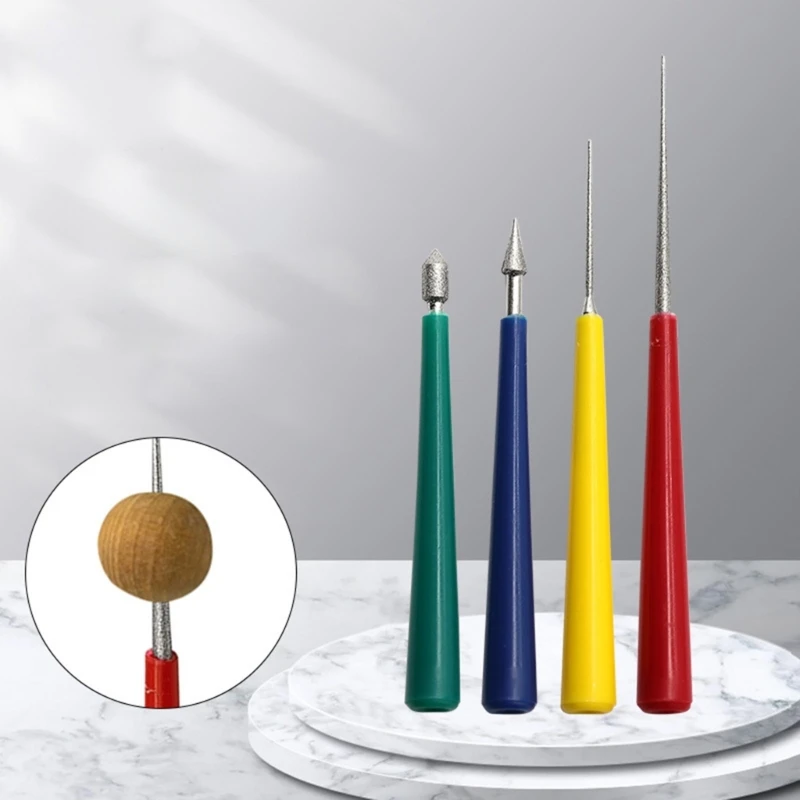 Set strumenti per allargare i fori dei gioielli da 4 pezzi per perline legno, pietre preziose, alesatore per perline con