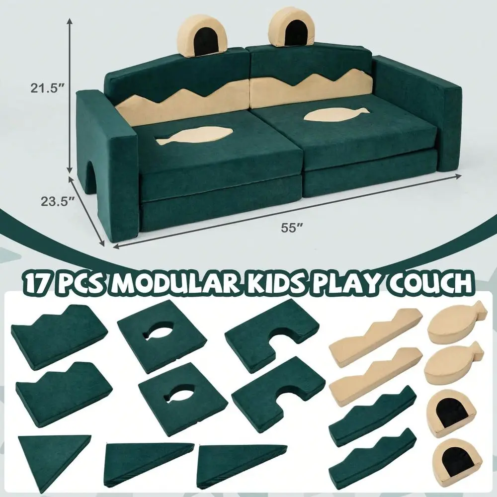 Kids Play Couch, Snow Mountain Theme Toddler Foam Building Fort Snow Mountain