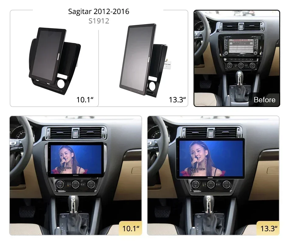 Auto Rotatable 1920*1080 13.3'' Ownice Android10.0 Car Radio for VW Sagitar 2012-2016 Audio 4G LTE 360 Optical Coaxial No DVD