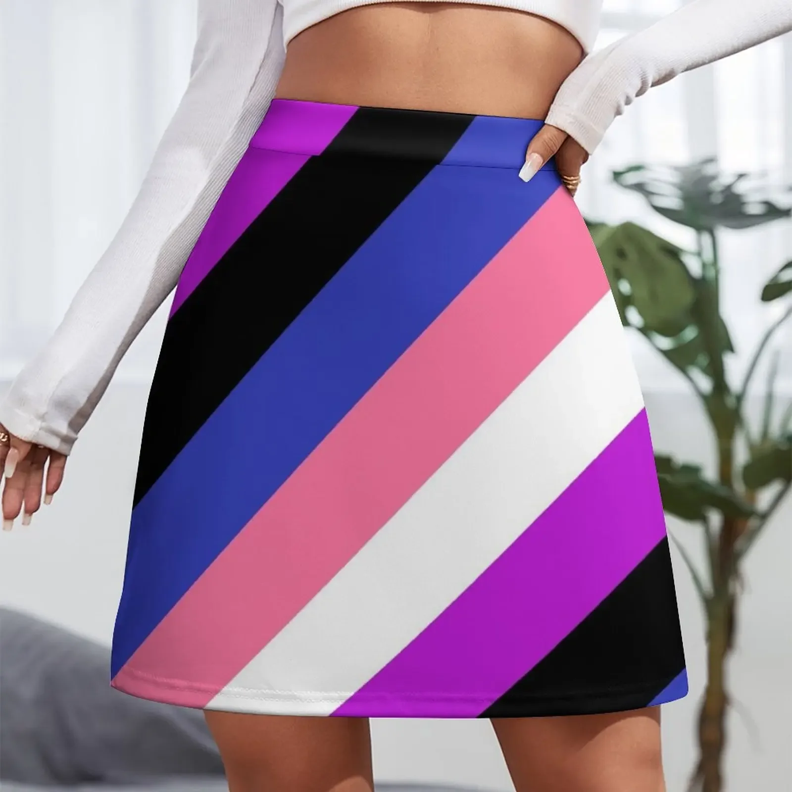 Genderfluid Pride Flag Stripes Mini Skirt Summer women's clothing korean ladies summer