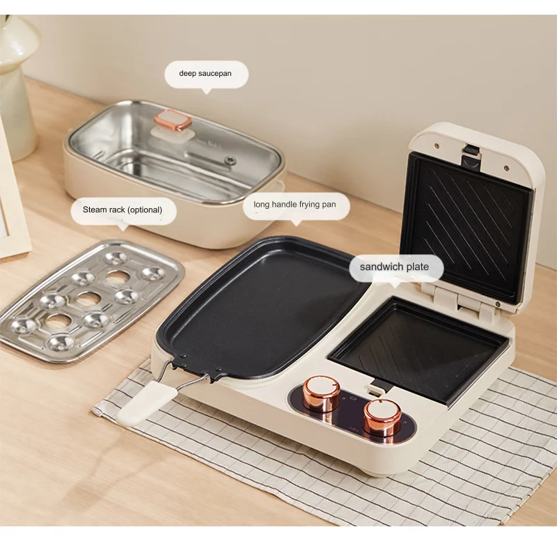 Macchina per panini con uova fritte per toast Smart Home con pentola Macchina per la colazione 3 in 1 Macchina per la colazione automatica