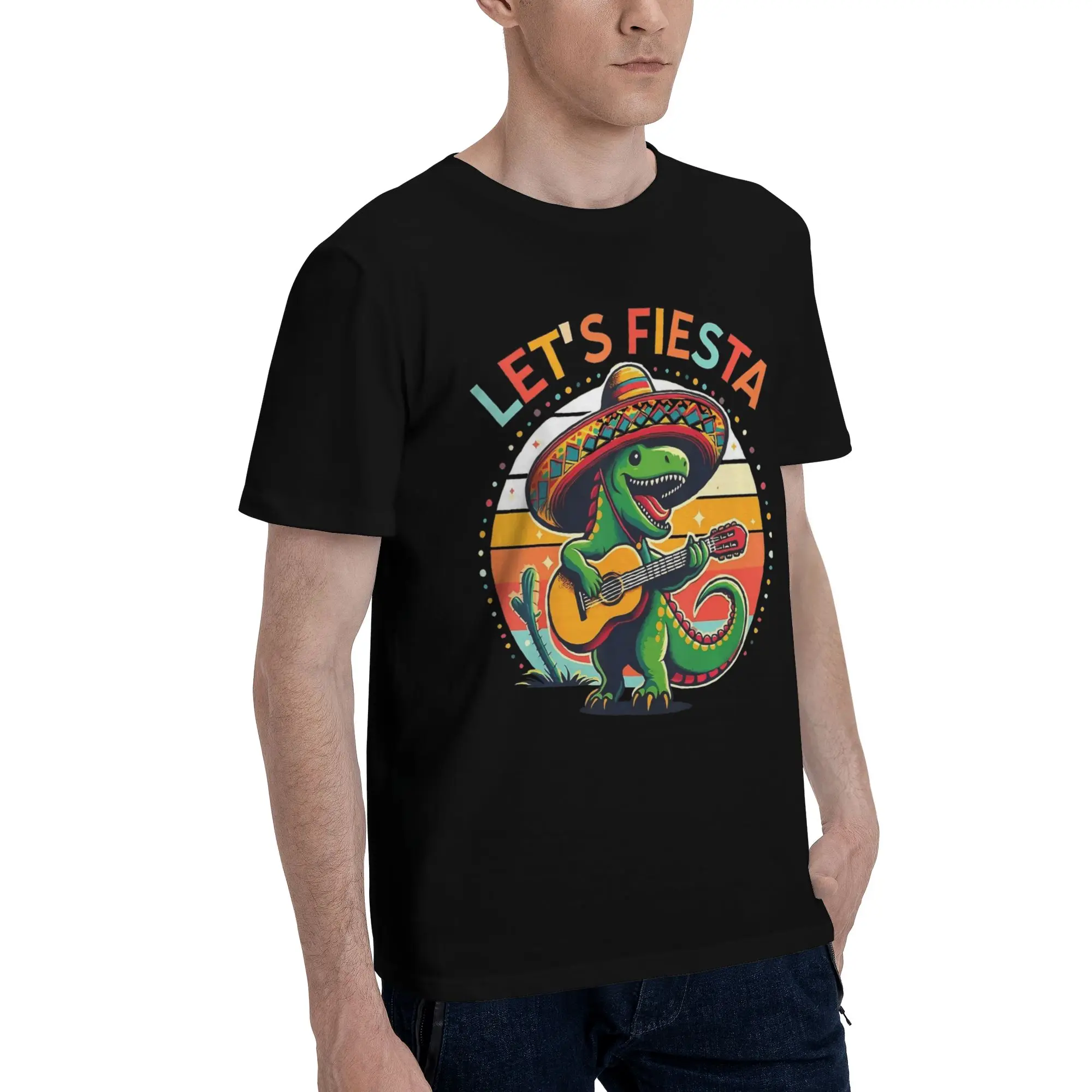Graphic Printing Let's Fiesta Cinco De Mayo  T Shirt for Men Women  Pure Cotton T-shirts Short Sleeve Tops