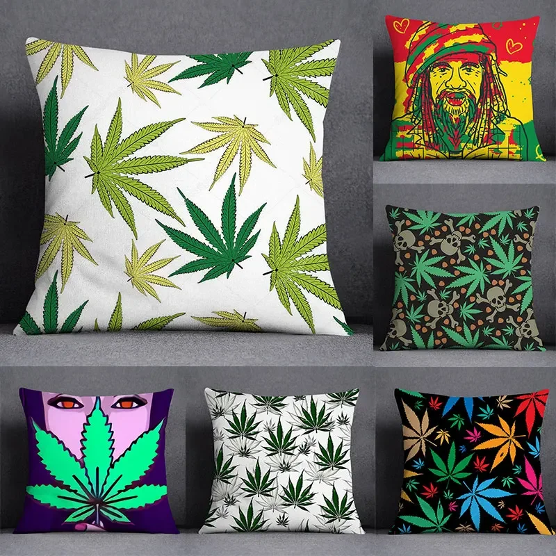 Bob Weed Asaba ASABA Theme Pillow Set Decoration  Green Leaf Throw As Home Box