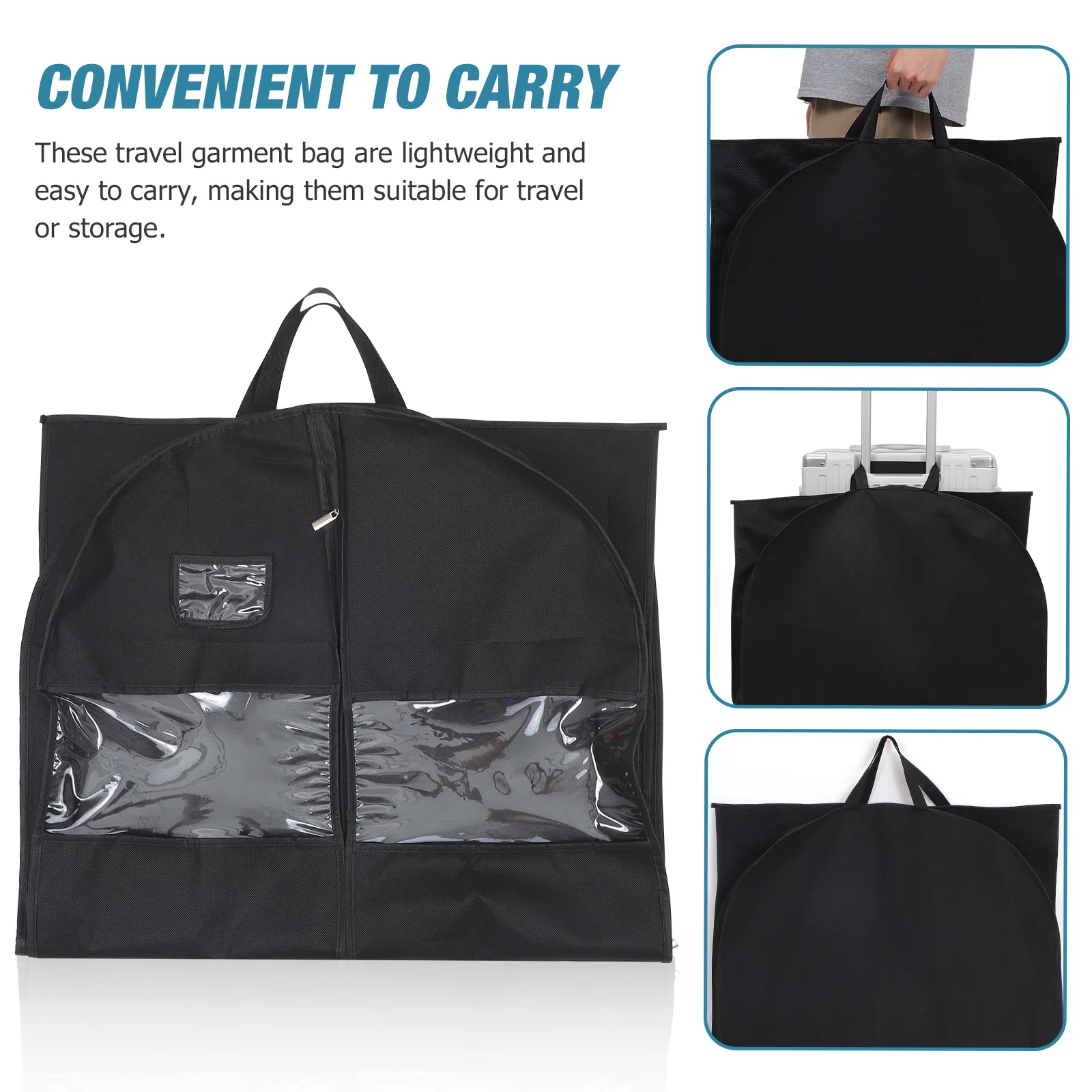 

2 pcs Garment Bags Lightweight Hanging Storage For Suits Dresses Coats Multiple Compartments Dustproof Travel Organizer