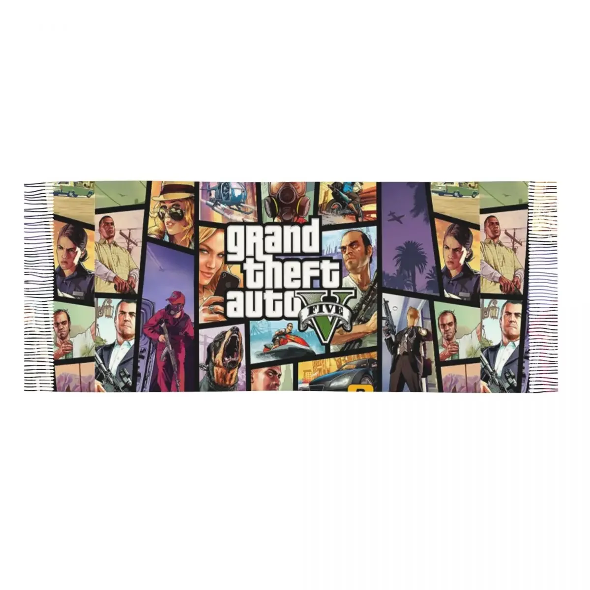 Платки для видеоигр с GTA Grand Theft Auto женский шарф с кисточками, женские шарфы на осень и зиму