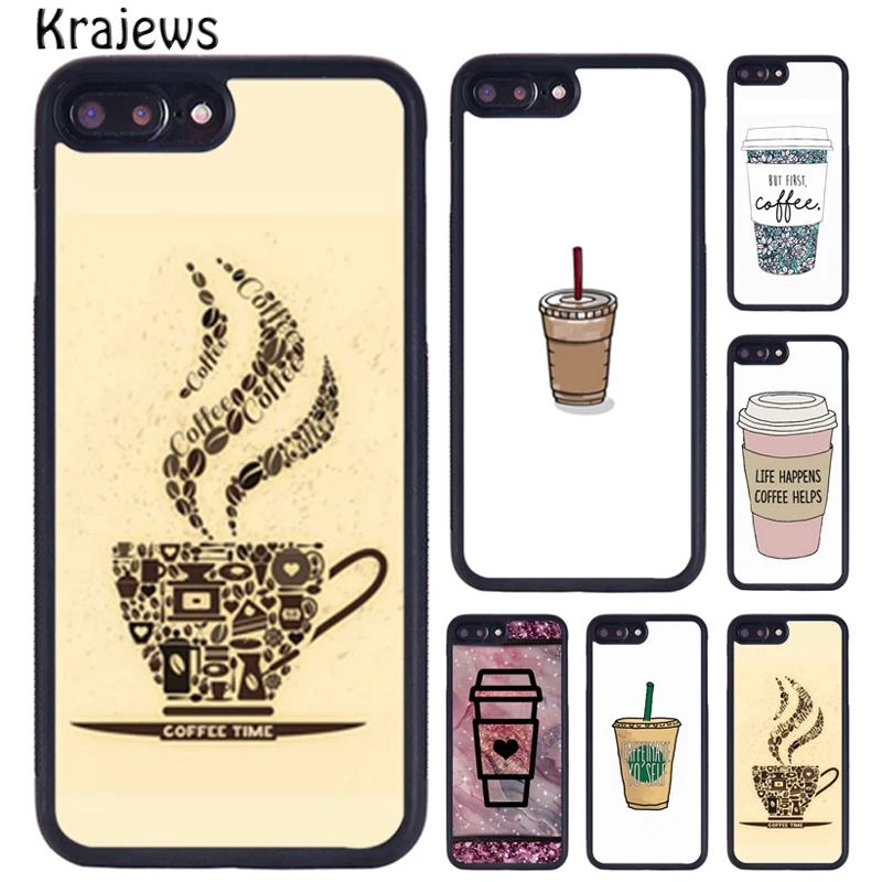 Krajews Cute Cartoon Coffee Cup Phone Case For iPhone 16 15 14 X XR XS 11 12 mini 13 Pro MAX Plus cover shell coque