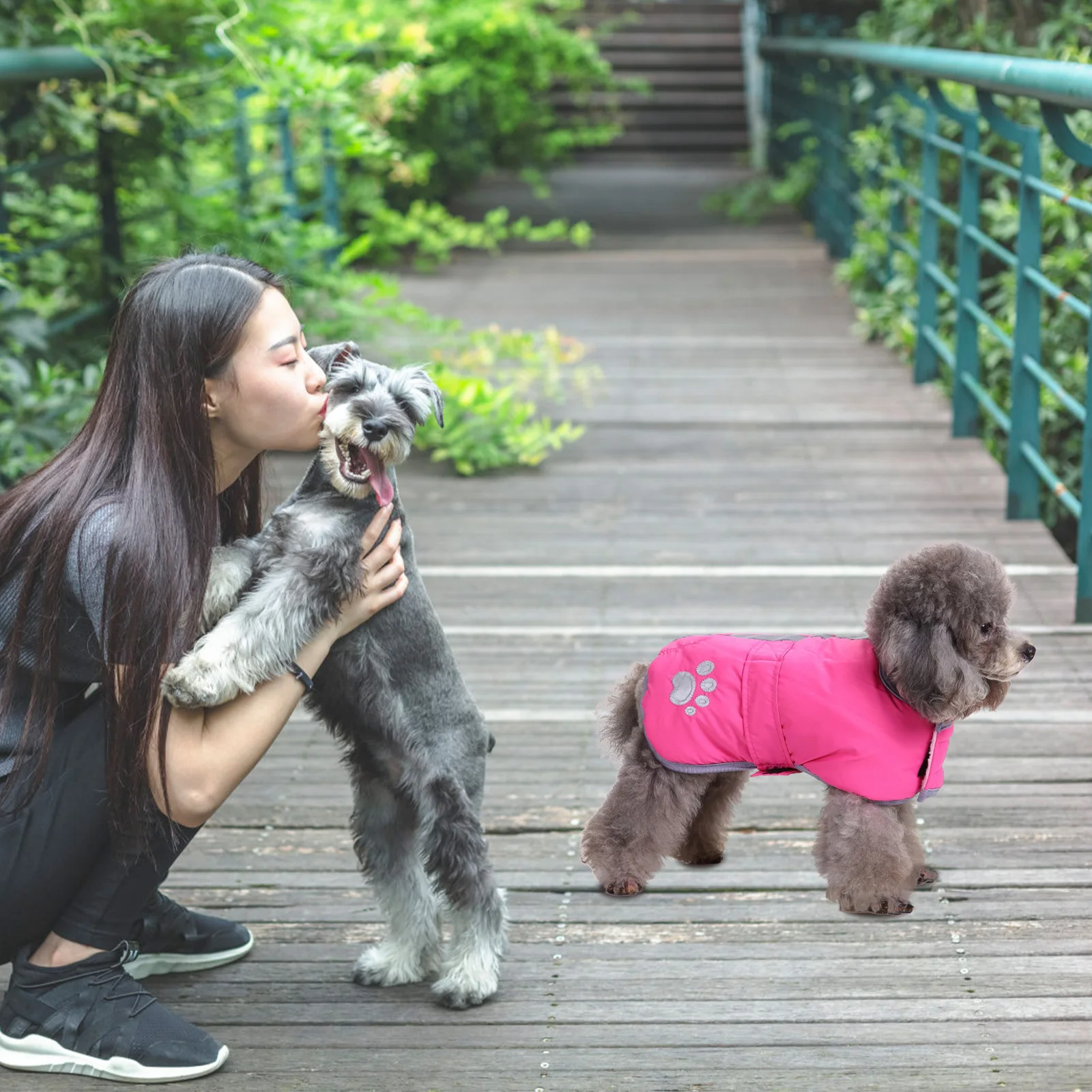 

Reflective Dog Jacket Reversible Fleece Waterproof Winter Coat for Small Medium Large Dogs Pink Size M Dog Coat