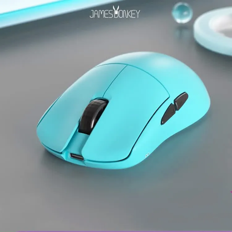 James Donkey RSR5S 2.4G Wireless Bluetooth Gaming Mouse Sky Biue Lightweight PAW3395 8K 3 Mode Wired Esports Mouse 26000DPI