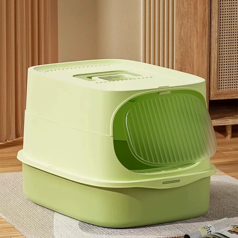 Stainless Steel Castle Extra Large Closed Side Entrance Litter Box Training Litter Box Defecation Arenero Para Gato Pet Products