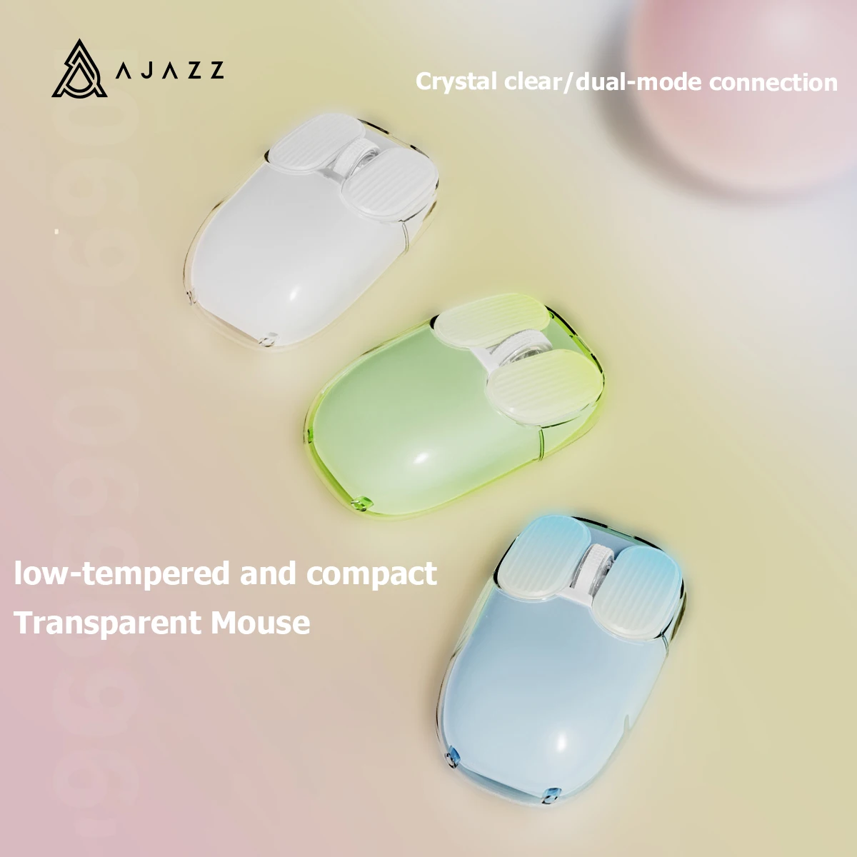 AJAZZ I069 Wireless Transparent Mouse 2.4G/Bluetooth Rechargeable Business Office Lightweight Portable Laptop Universal RGB Ligh