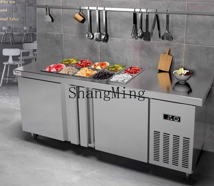 ZYY 商業鮮度保持ワークベンチフルーツフィッシングディスプレイキャビネット冷蔵野菜冷凍庫小型材料冷蔵庫