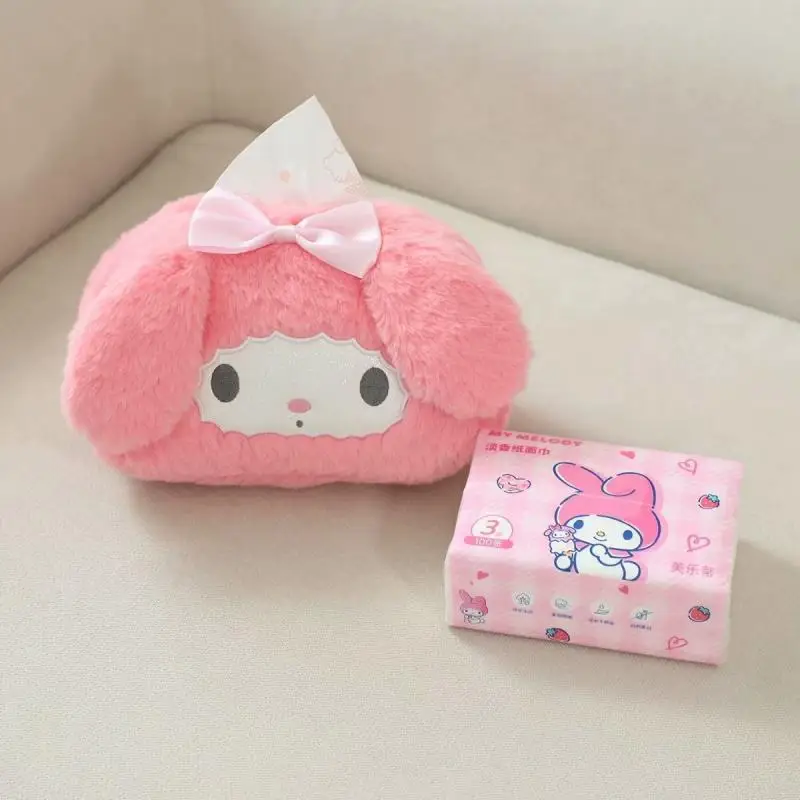 

Набор бумажных салфеток для автомобиля Kuromi Cinnamoroll Kawaii Anime Sanrio My Melody Hello Kitty, милый домашний автомобильный набор бумажных полотенец