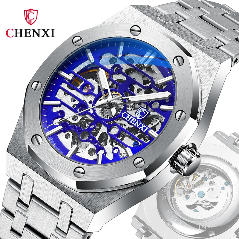 Imagem -05 - Chenxi Relógio Homens Moda Esporte Relógios de Mecânicos Automáticos Relógios de Pulso Homens Relógios de Esqueleto Reloj Hombre Aço Inoxidável