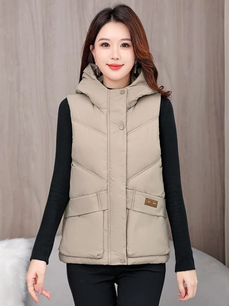 شتاء 2026 المألوف المتضخم سترة منتفخة للنساء الدافئة سميكة مقنعين ملابس خارجية غير رسمية حجم كبير سترة أمي غير رسمية #4