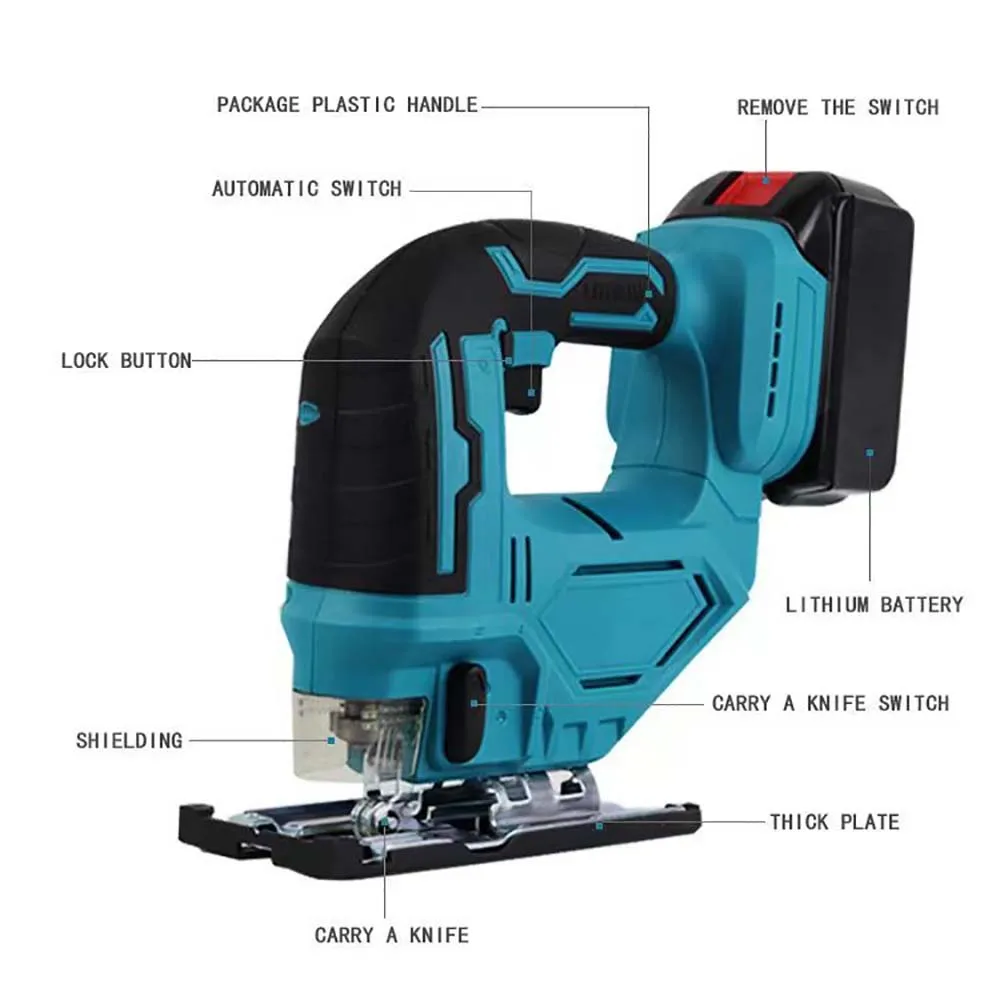 5500RPM 65mm Brushless Cordless Jigsaw Electric Jig Saw Portable Multi-Function Woodworking Power Tool for Makita 18V Battery