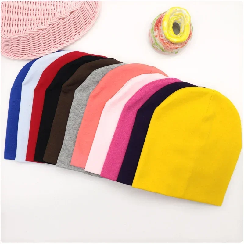0-3 lat Solidna dziecięca czapka z dzianiny Noworodek Zimowa bawełniana ciepła czapka Wiosna Jesień Maluch Beanie Boy Girl Hats