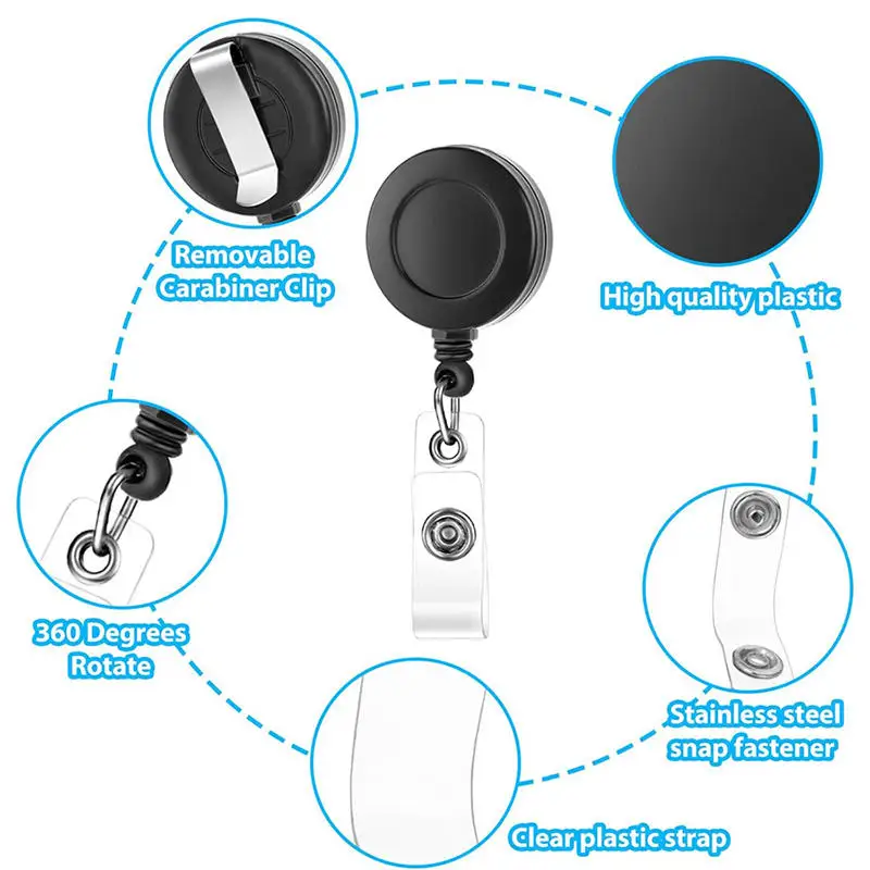 Retractable ID Employee Card Sleeve Hanging Rope Easy To Pull Buckle Replaceable Horizontal Vertical Cards Business Badge Sleeve