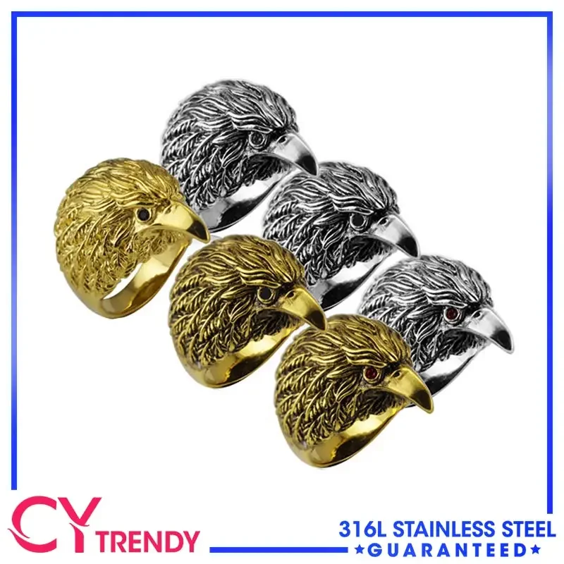 

Vintage Trendy Men's Accessories Stainless Steel Eagle Rings Size 7-13