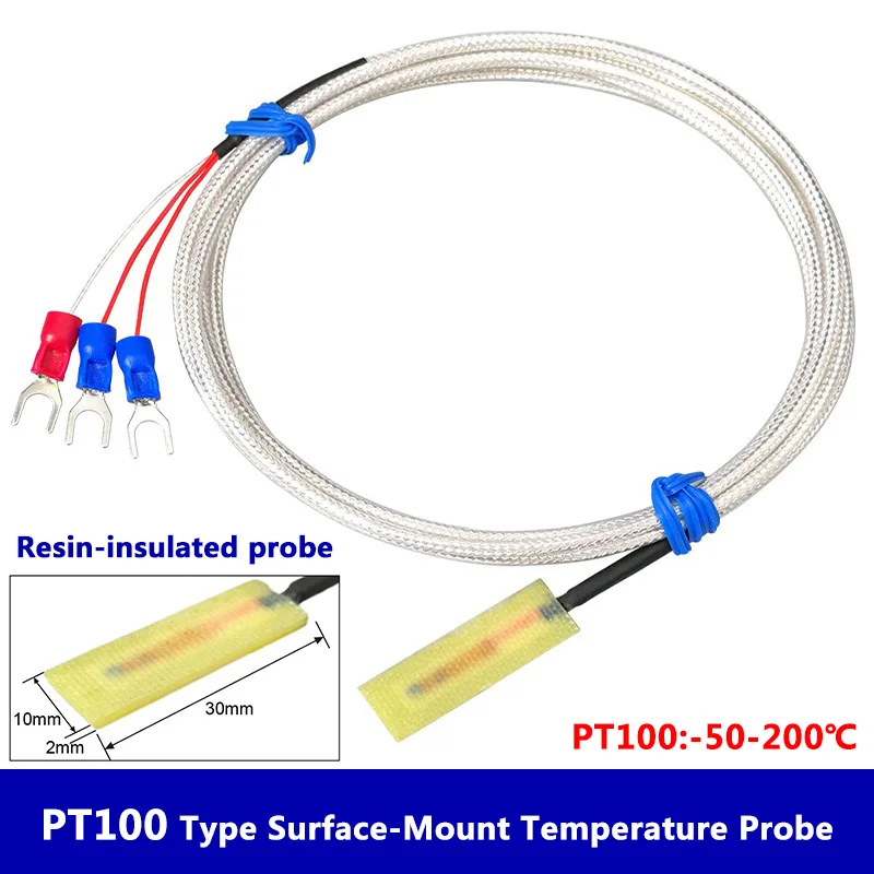 

PT100 Platinum Resistance Temperature Sensor Adhesive Surface Probe for Motor Coil Copper Busbar Detection