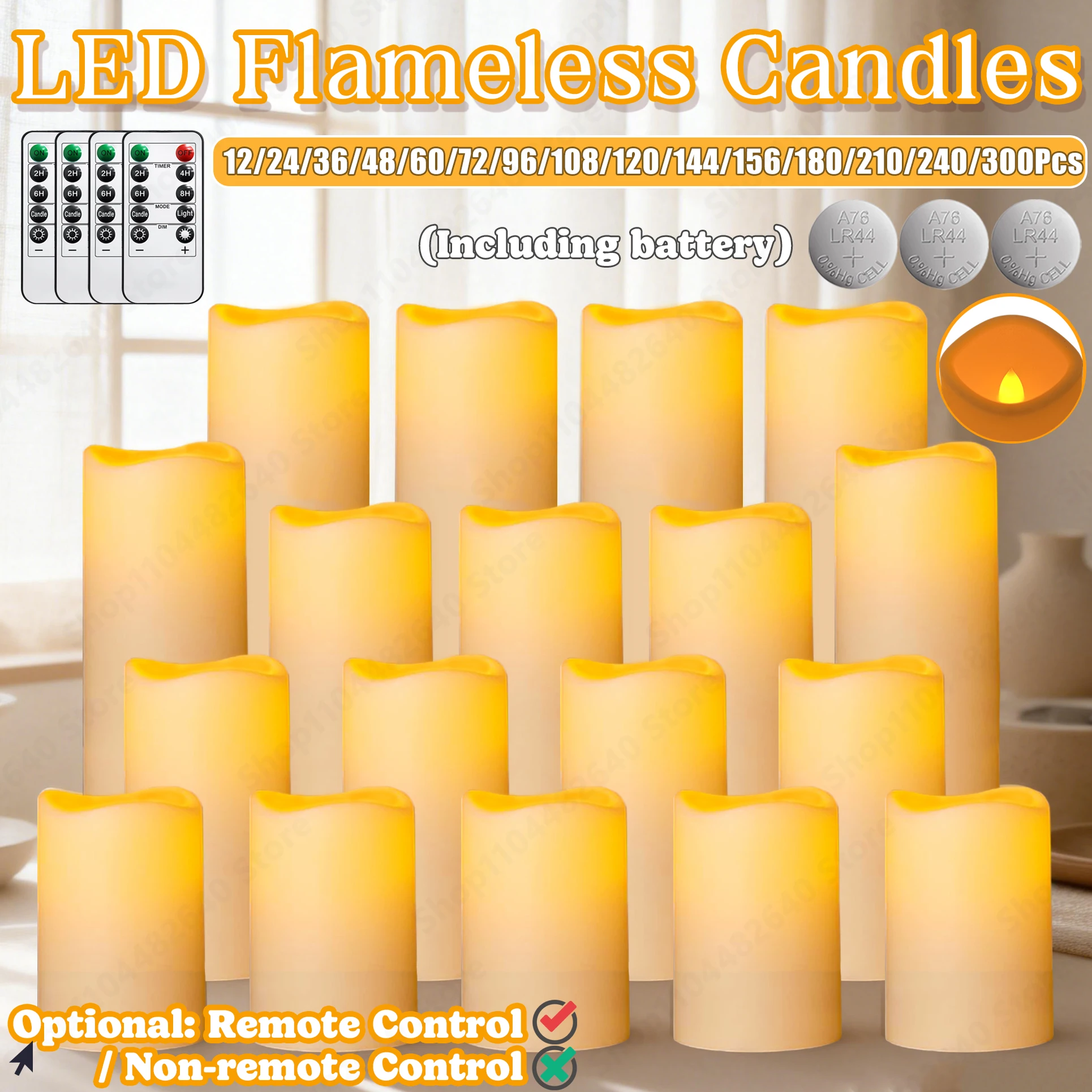 

9-240 шт. светодиодных беспламенных свечей, мерцающие искусственные свечи на батарейках для свадеб, ужина при свечах, домашнего декора