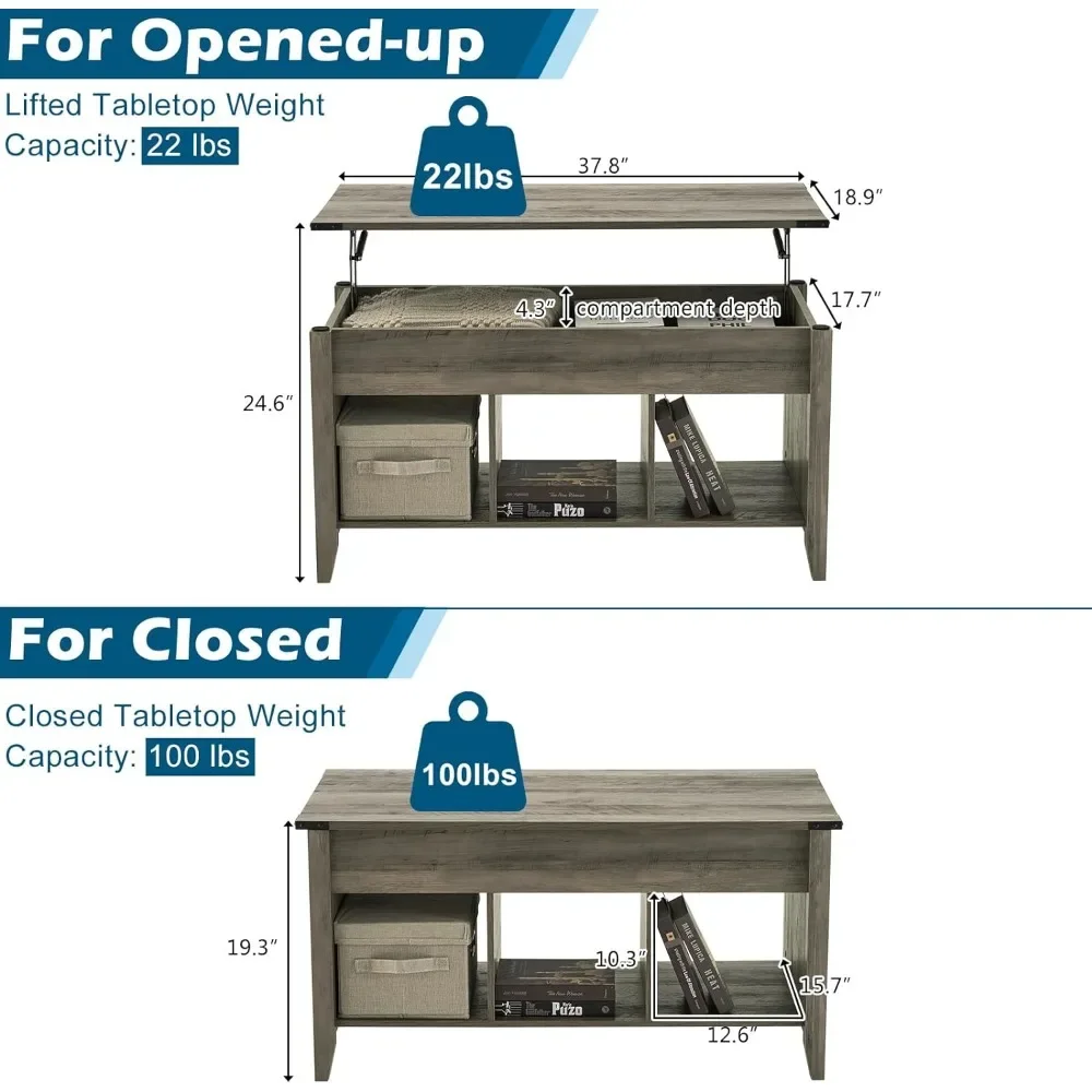 Bauernhaus Lift Top Couch tisch, Couch tisch mit Lift platte, Pop-up-Couch tisch mit Ablage fach/verstecktem Fach anheben