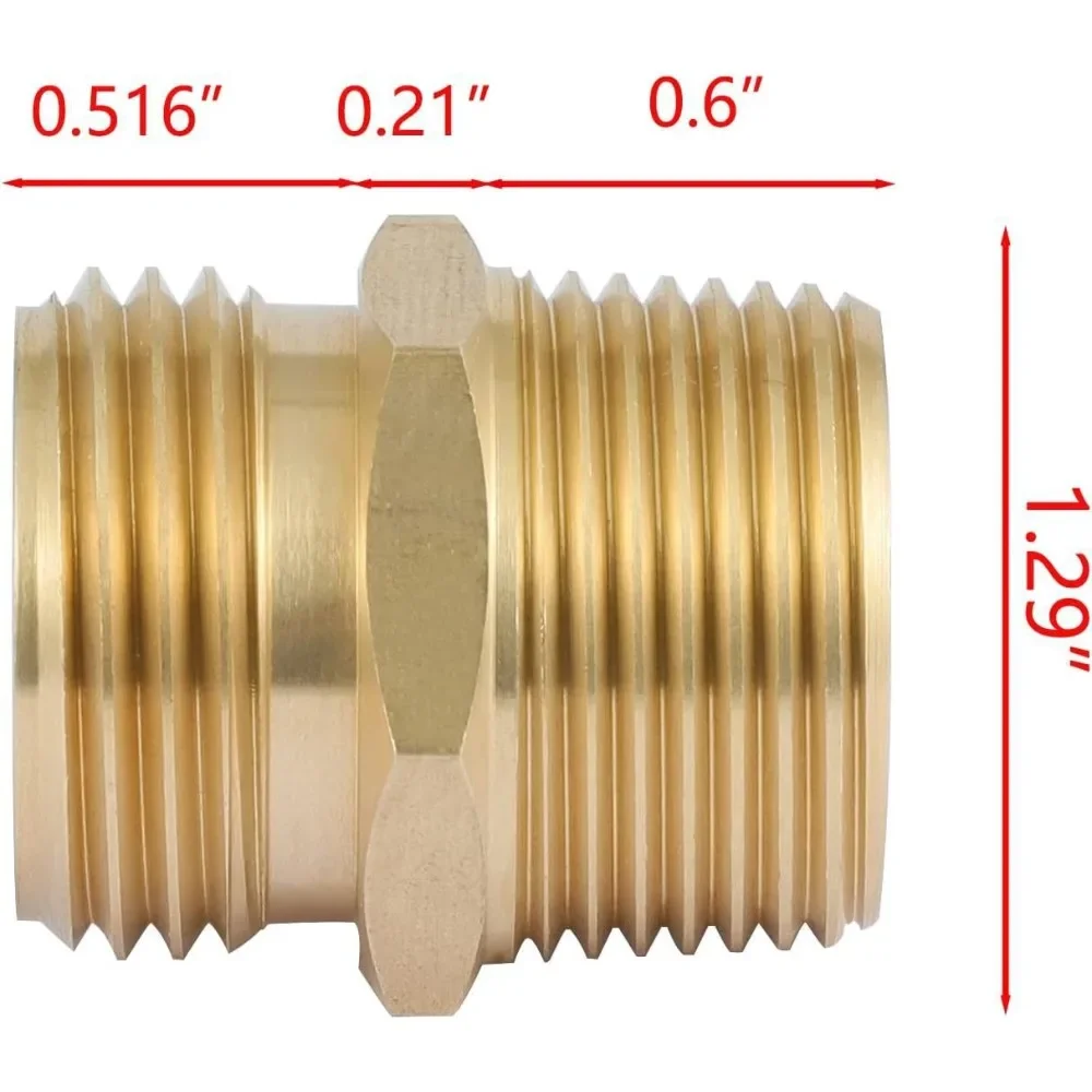 For Water Oil Gas Brass Pipe Hex Nipple Fitting 3/4GHT X 3/4NPT Male Thread Quick Adapter Coupler Connector