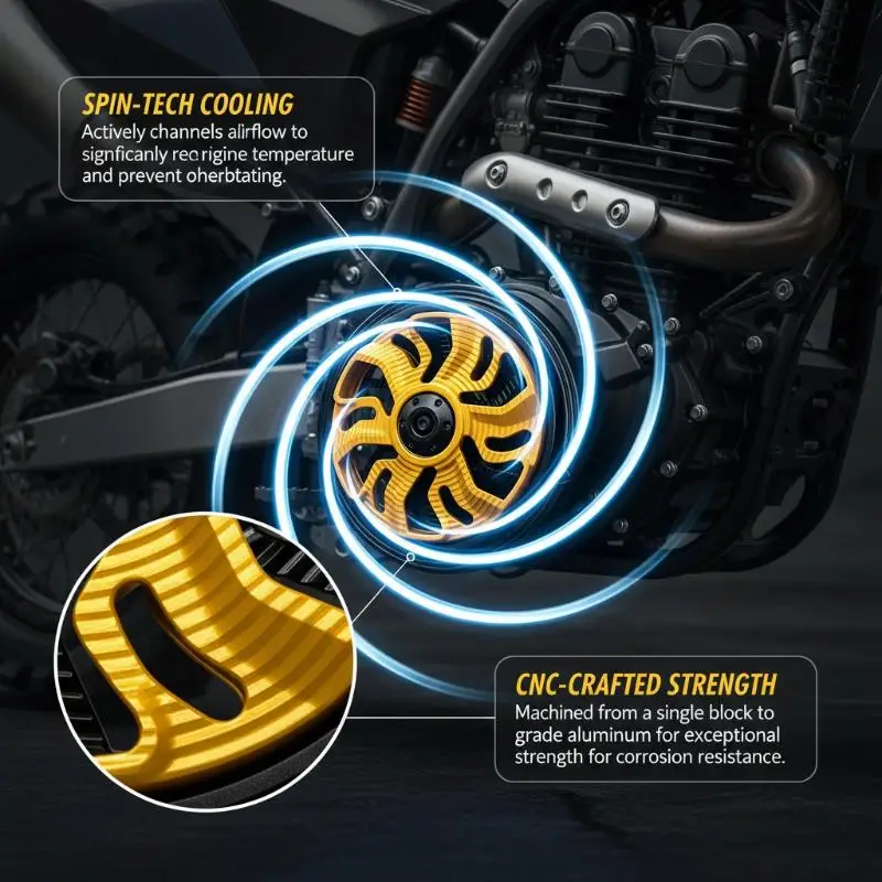 Universal Motorcycle Rotating Fan Cover Impact Resistant Plastic Spinner Radiator Protector for Professional Motocross Races