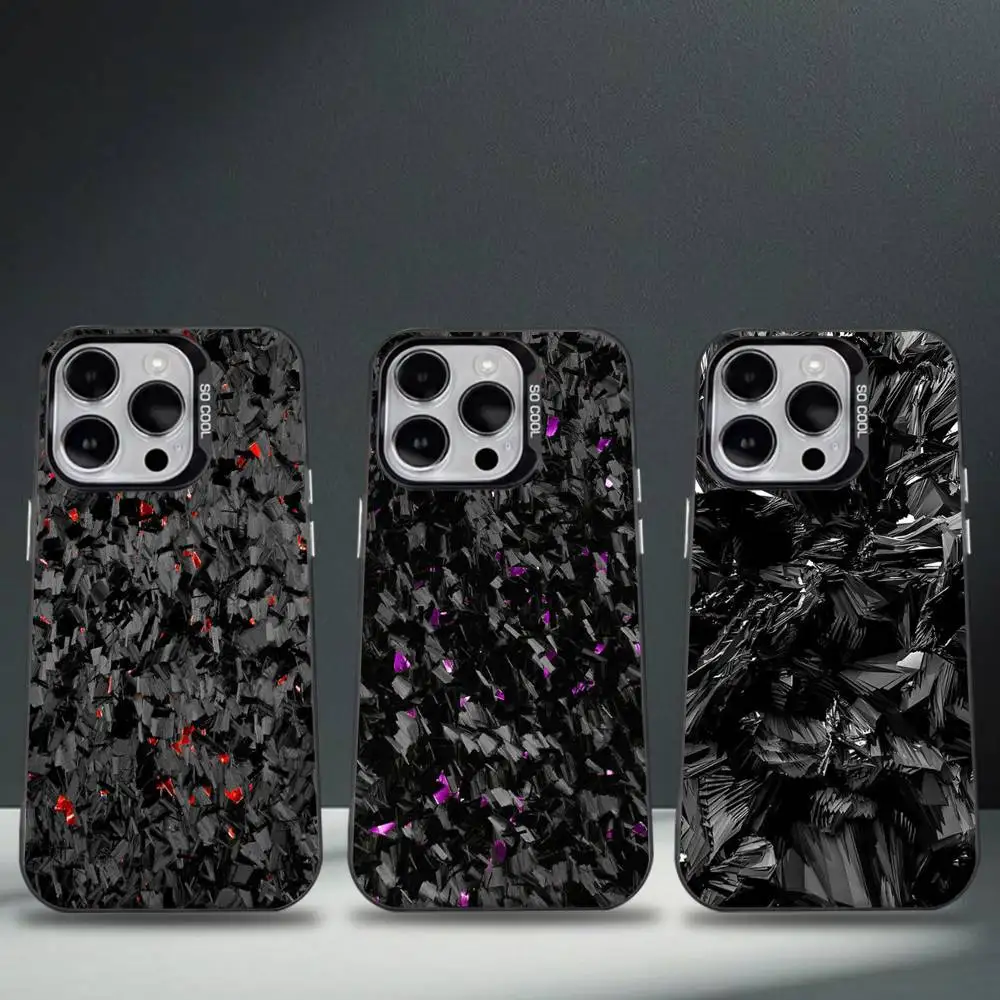 Funda de teléfono con pintura de patrón de fibra de carbono para iPhone 16,15,14,13,12,11,8,7,Pro,Max,Plus,Mini,XS,SE, anticaída, negro, mate y duro