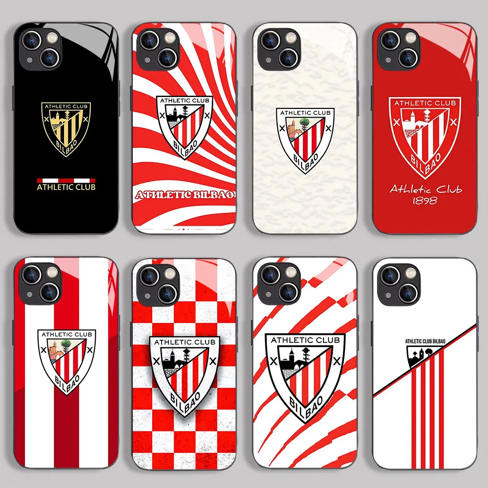 Athletic-fc-Bilbao Phone Case For iPhone 16 15 14 13 12 Mini 11 Pro XS Max XR X SE 2022 8 7 Plus Glass Soft Silicone Frame Back