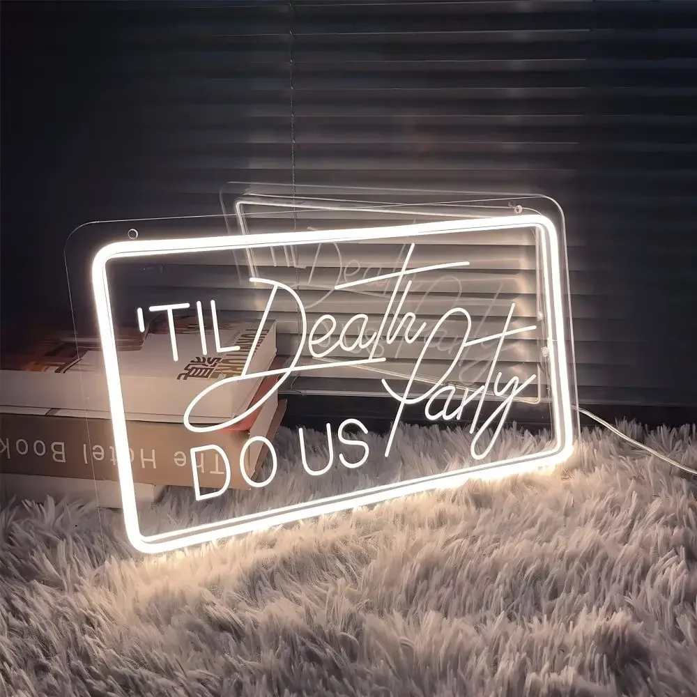 Imagem -04 - Estética Led Neon Sign para Gaming Room Decoração Suporte Personalizado 12 Cores Til Death do us Party Gravar Luzes Led