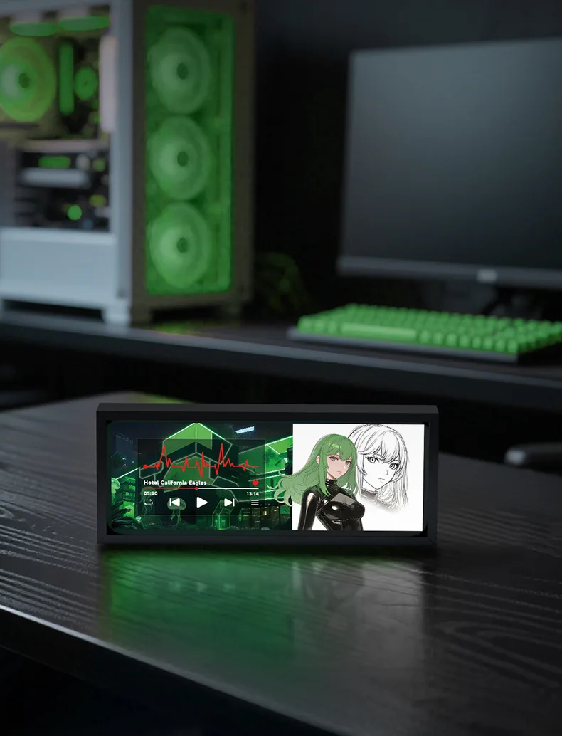 Bluetooth mini speaker, cool computer desk with ambient lighting, subwoofer, computer mini speaker, cyberpunk e-sports view 3