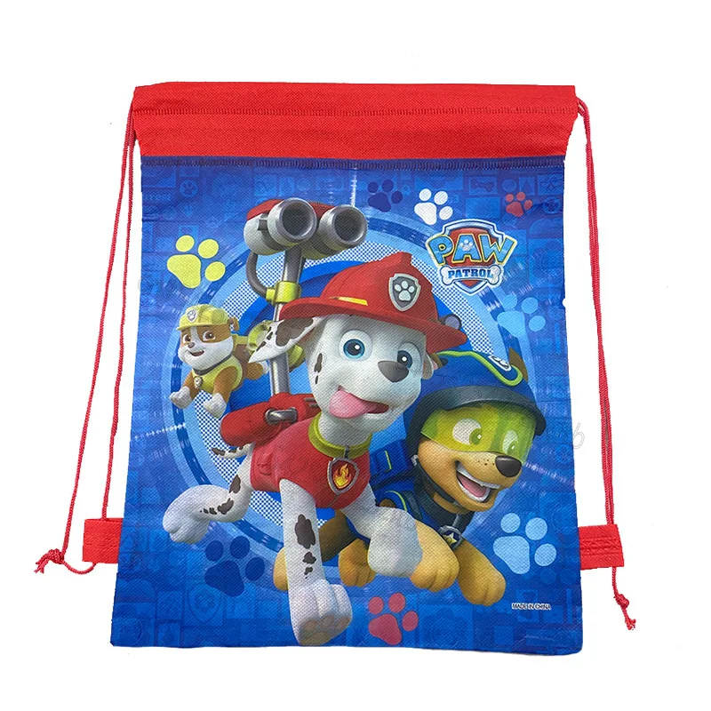 Paw Patrol Chase Non-woven Fabric Children Favorite Travel Bag Storage Clothes Shoe Bag Cotton Drawstring Dag Portable Backpack