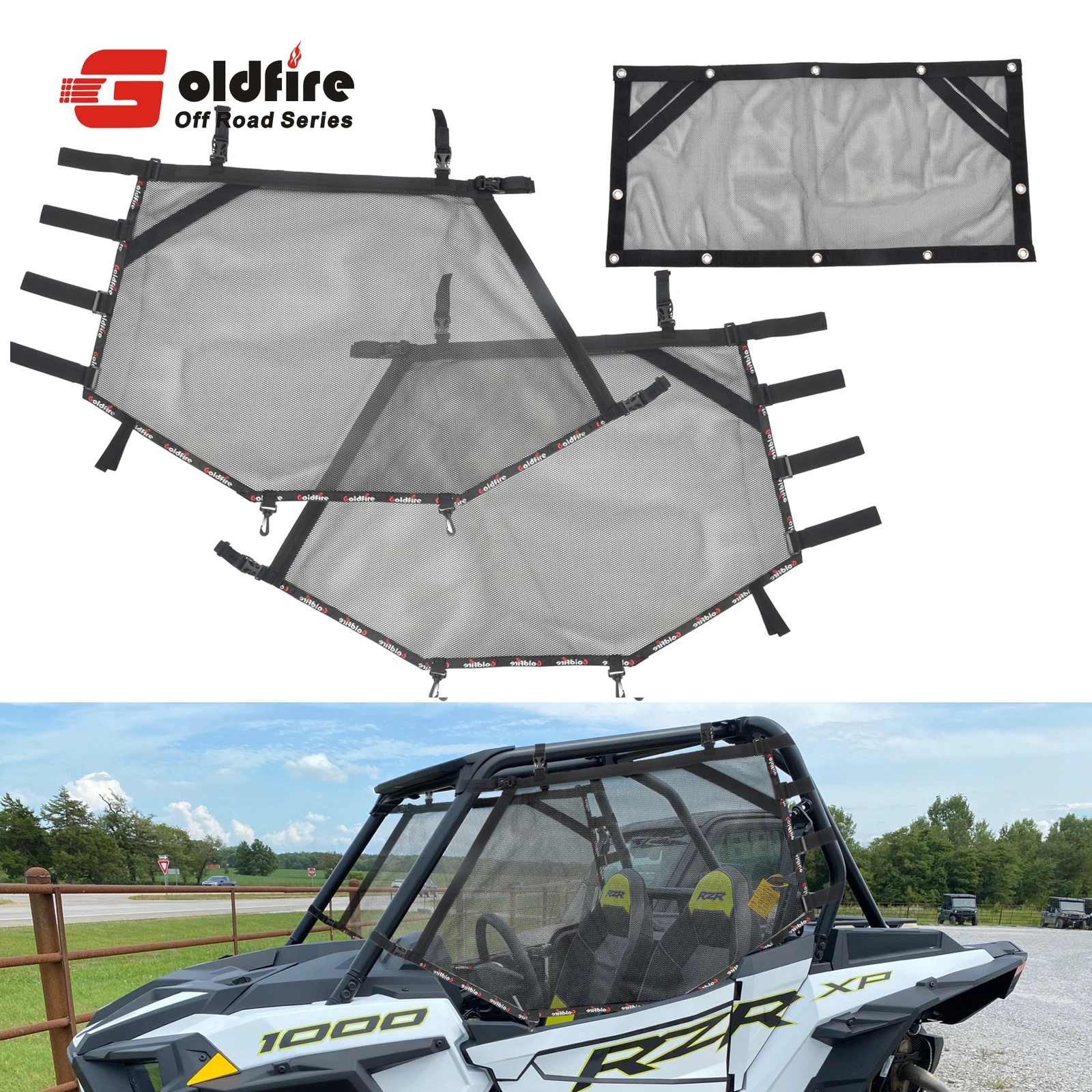 

Сетка для окон Goldfire UTV, сетка для рулонной клетки, сетка для левого и заднего окон, подходит для Polaris RZR 570 800 800s 900 Turbo s1000