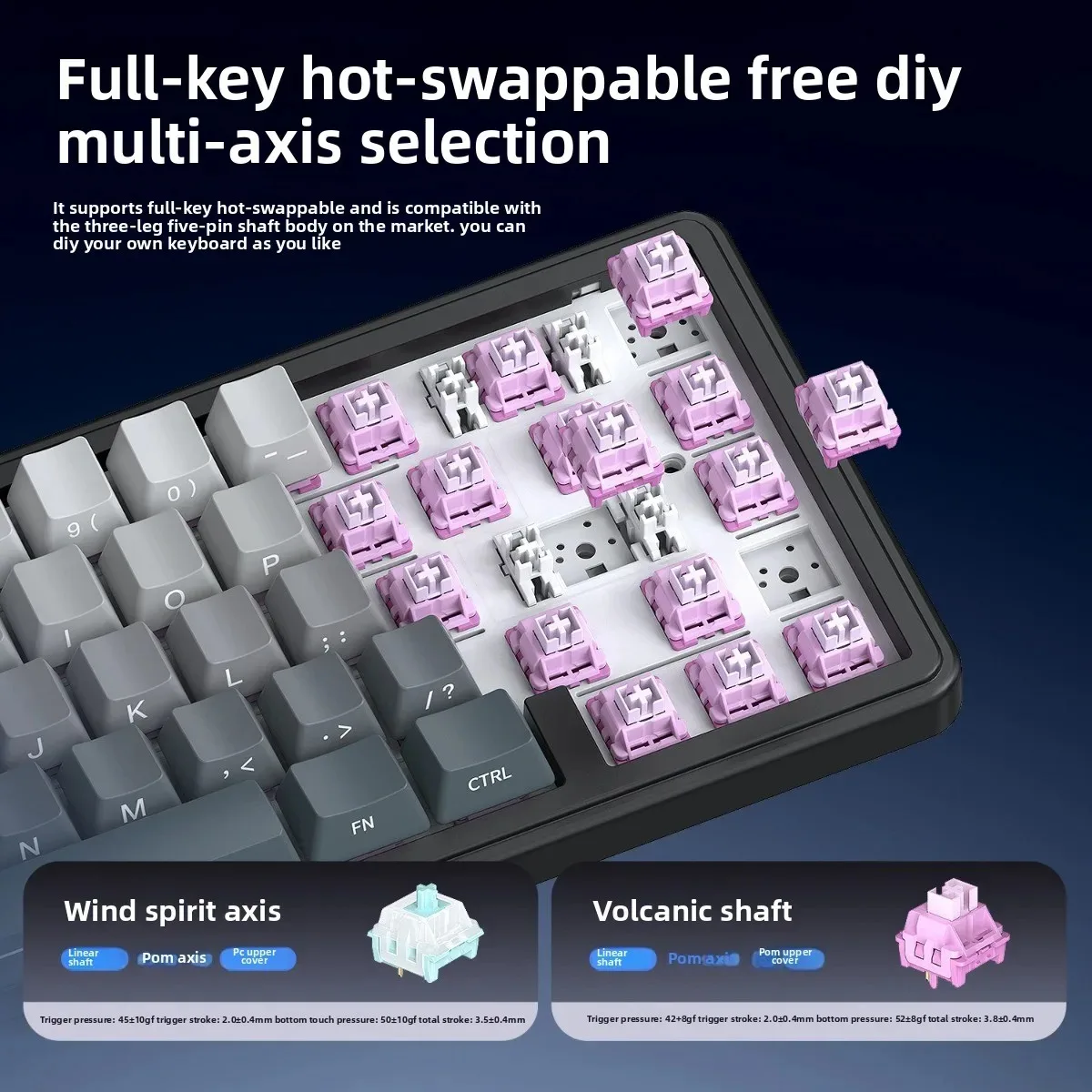 AULA F65 Gaming Keyboard Three Mode Custom Wireless/Bluetooth/Wired Connection Full Key Hot-swapable Esports RGB Keyboards