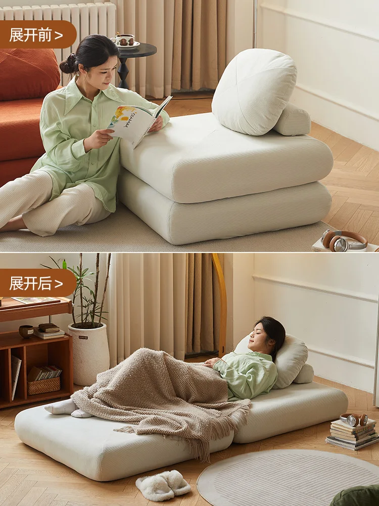 Single sofa, small apartment, living room, dual-purpose casual cream style