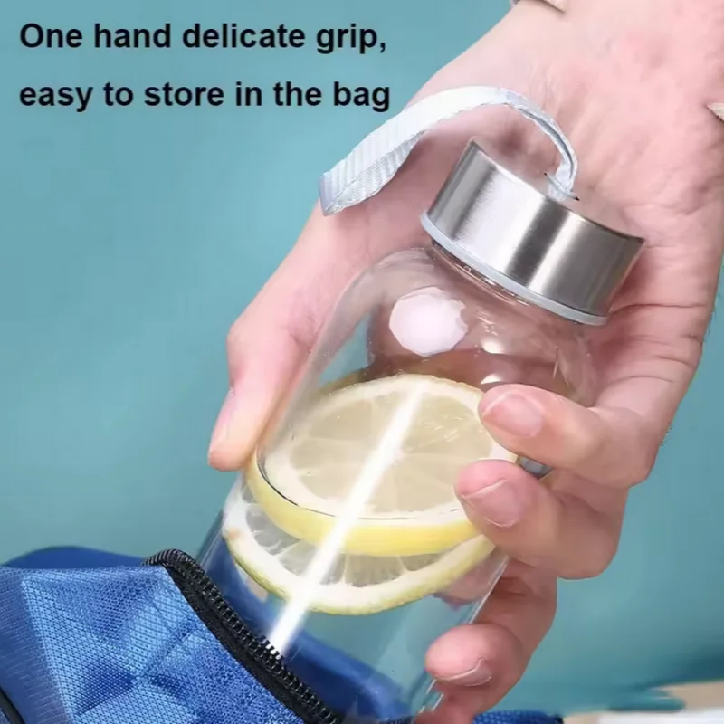 ขวดน้ำใสขนาด 500 มล. ฝาปิดสแตนเลส แก้วน้ำพลาสติก ขวดน้ำพกพาสำหรับชงชาในออฟฟิศ กีฬา และการเดินทาง