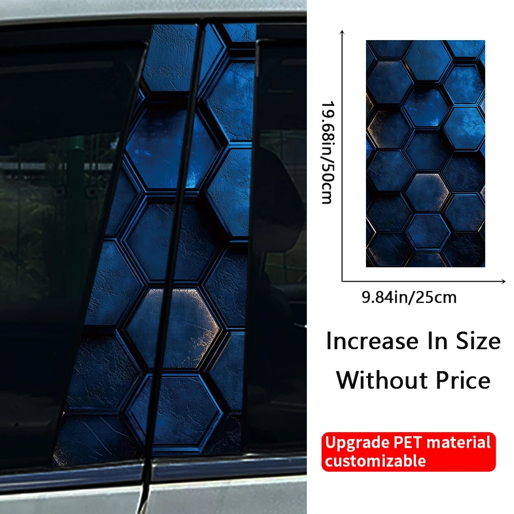 Style Honeycomb Hexagon Car B-pillar Stickers Car Center Column Decoration Cover Scratches Waterproof Decals Car Accessories