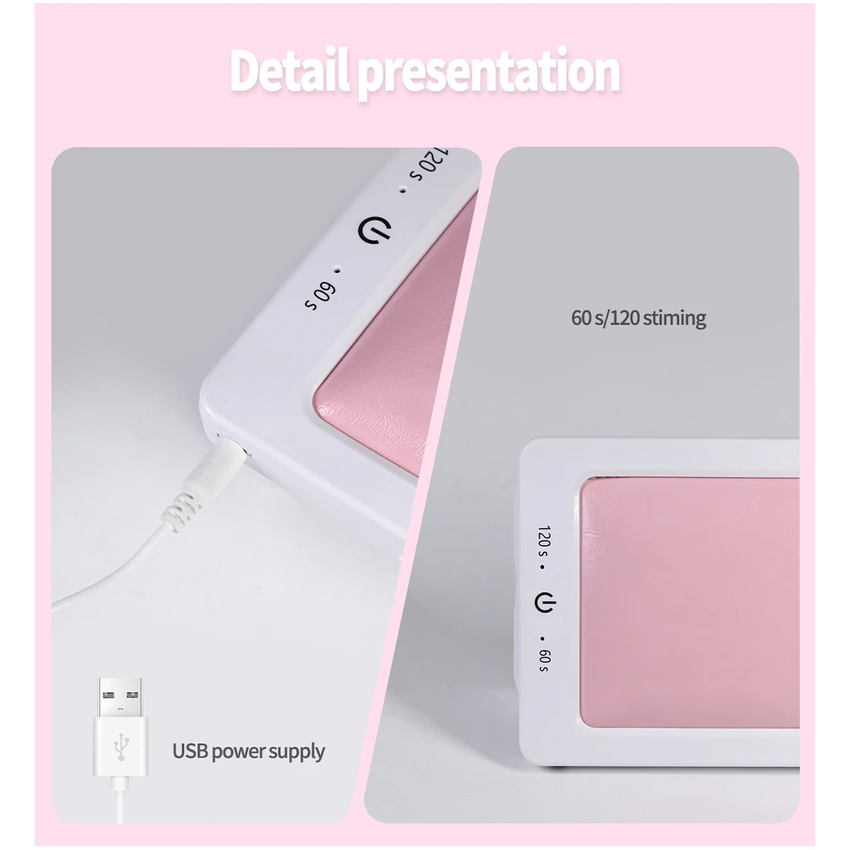 โคมไฟเล็บยูวี LED แบบพับได้ พกพาสะดวก ใช้พอร์ต USB สำหรับทำเล็บ แห้งเร็ว พร้อมแผ่นรองมือหนัง เหมาะสำหรับร้านทำเล็บ