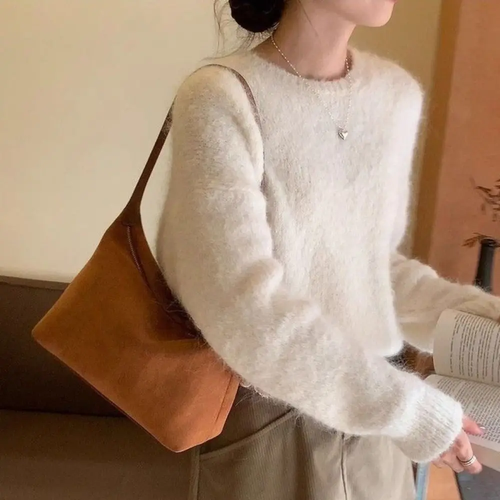 

Trendy Handbag Suede Shoulder Bag Large Capacity Solid Color Hobo Bag Fashion Korean Style Tote Bag Autumn and Winter