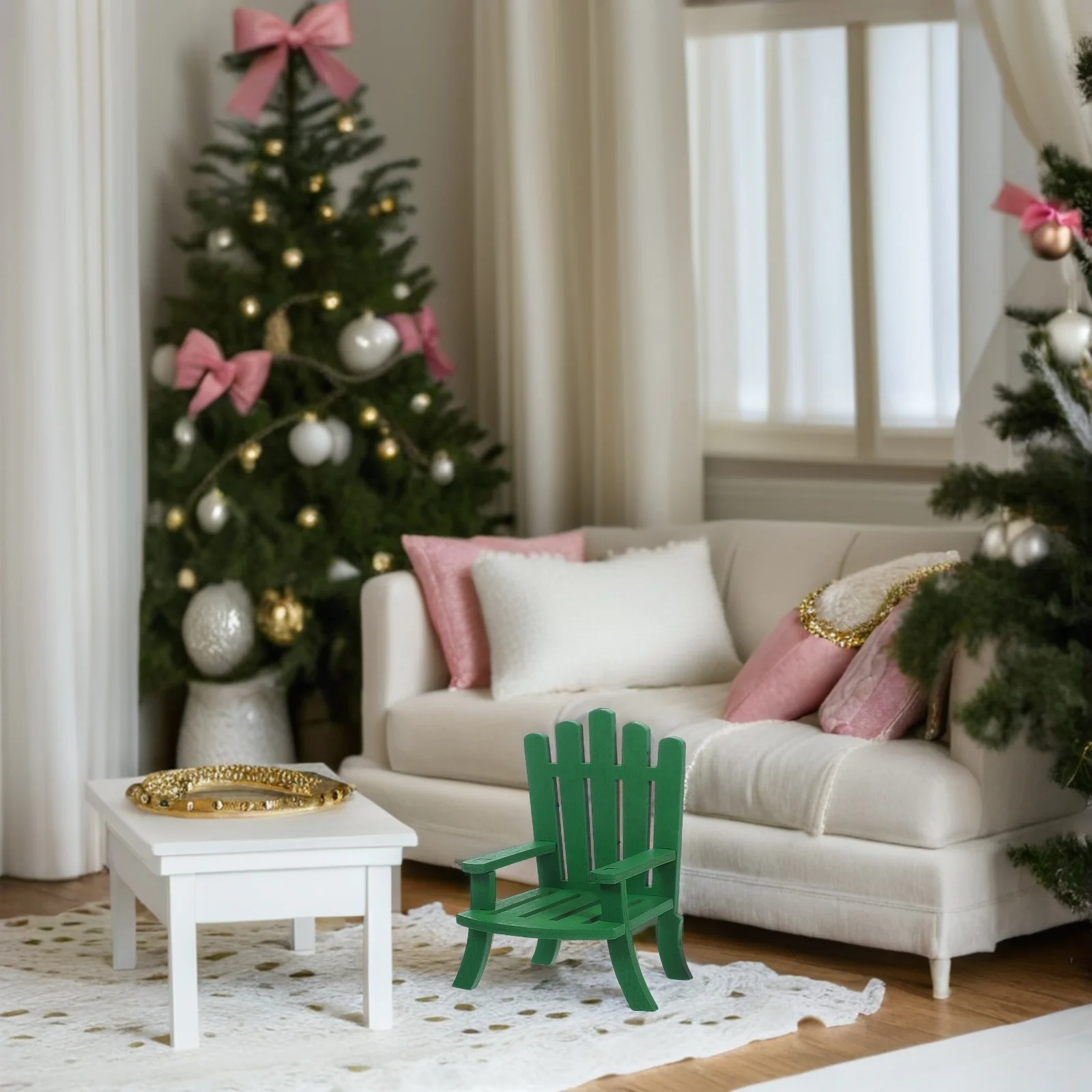 2 szt. Miniaturowe drewniane krzesła plażowe, małe realistyczne meble do domku dla lalek, do wystaw rzemiosła nadmorskiego, rekwizyty fotograficzne, dekoracja tortu weselnego