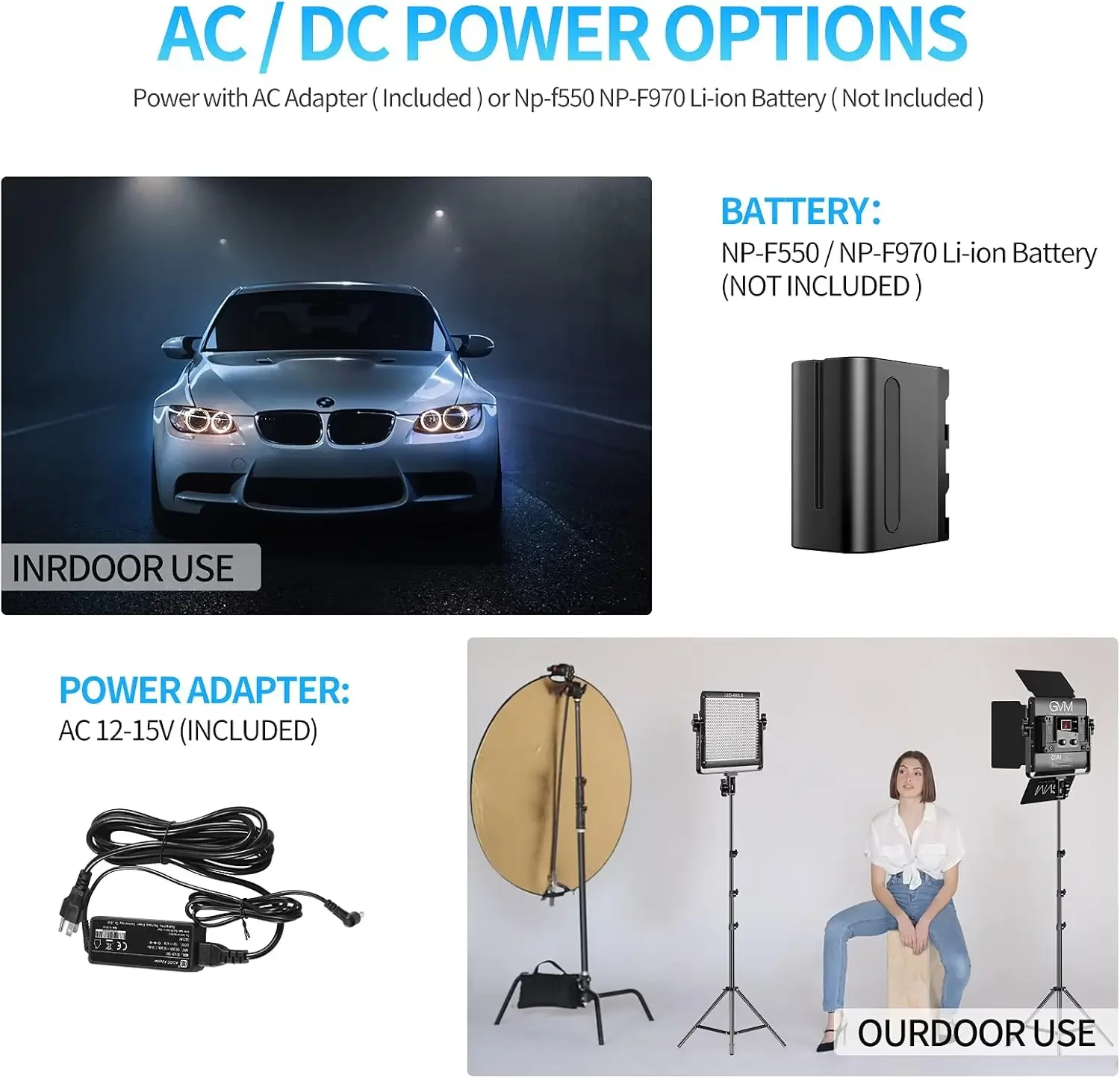 3 Pack LED Video Lighting Kits with APP Control, Bi-Color Variable 2300K~6800K with Digital Display Brightness of 10~100% fo