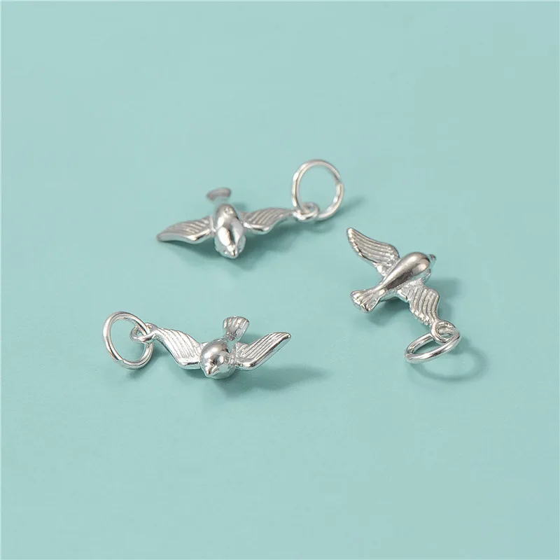 TrustDavis Real 925 Sterling Thai Silver Fashion Animal Swallow Charm Pendant Handmade DIY Accessories Wholesale Jewelry HY430