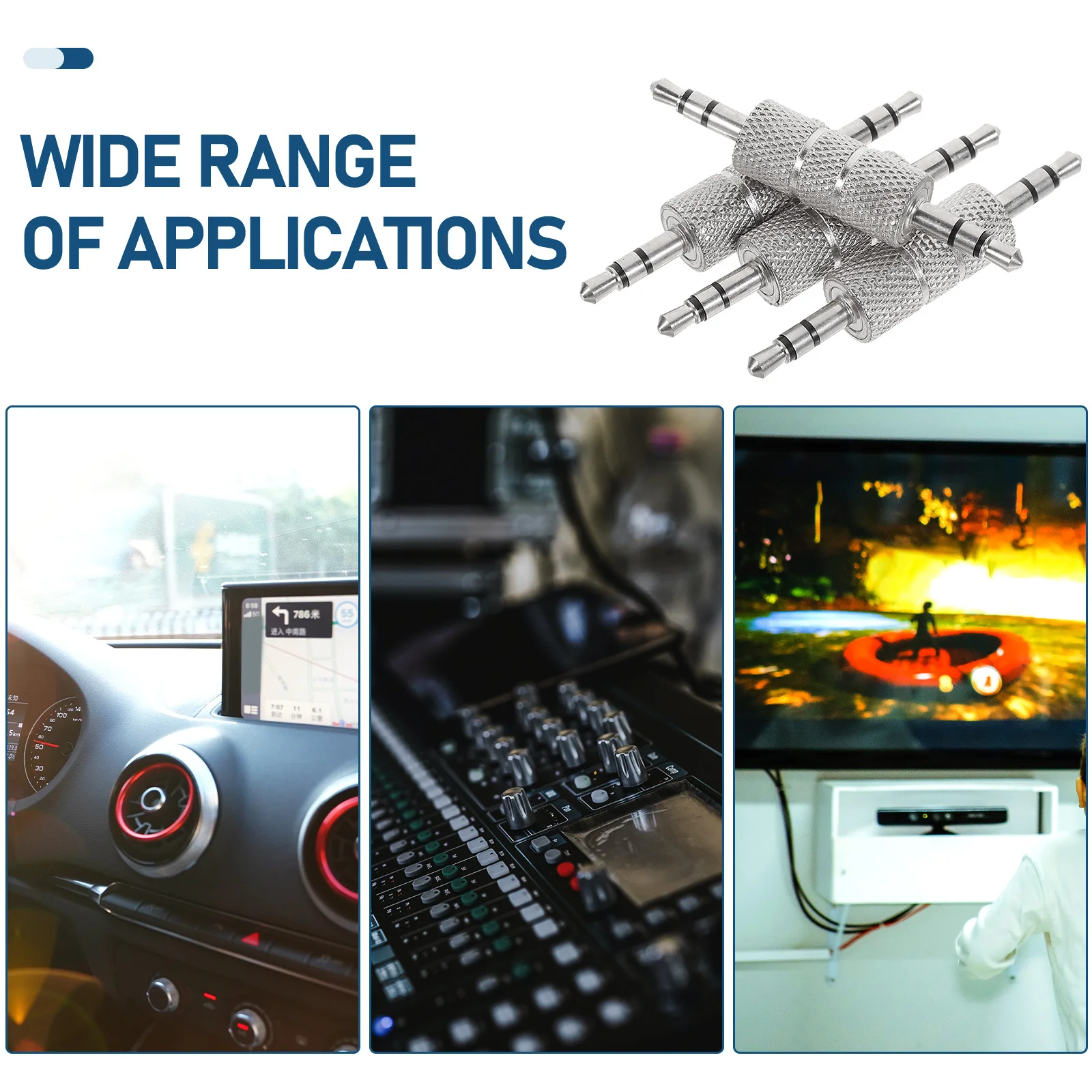 

4Pcs 3.5mm Male to Male Audio Adapter Extender for Microphone Stereo Sound Transmission Zinc Alloy Durability Lightweight