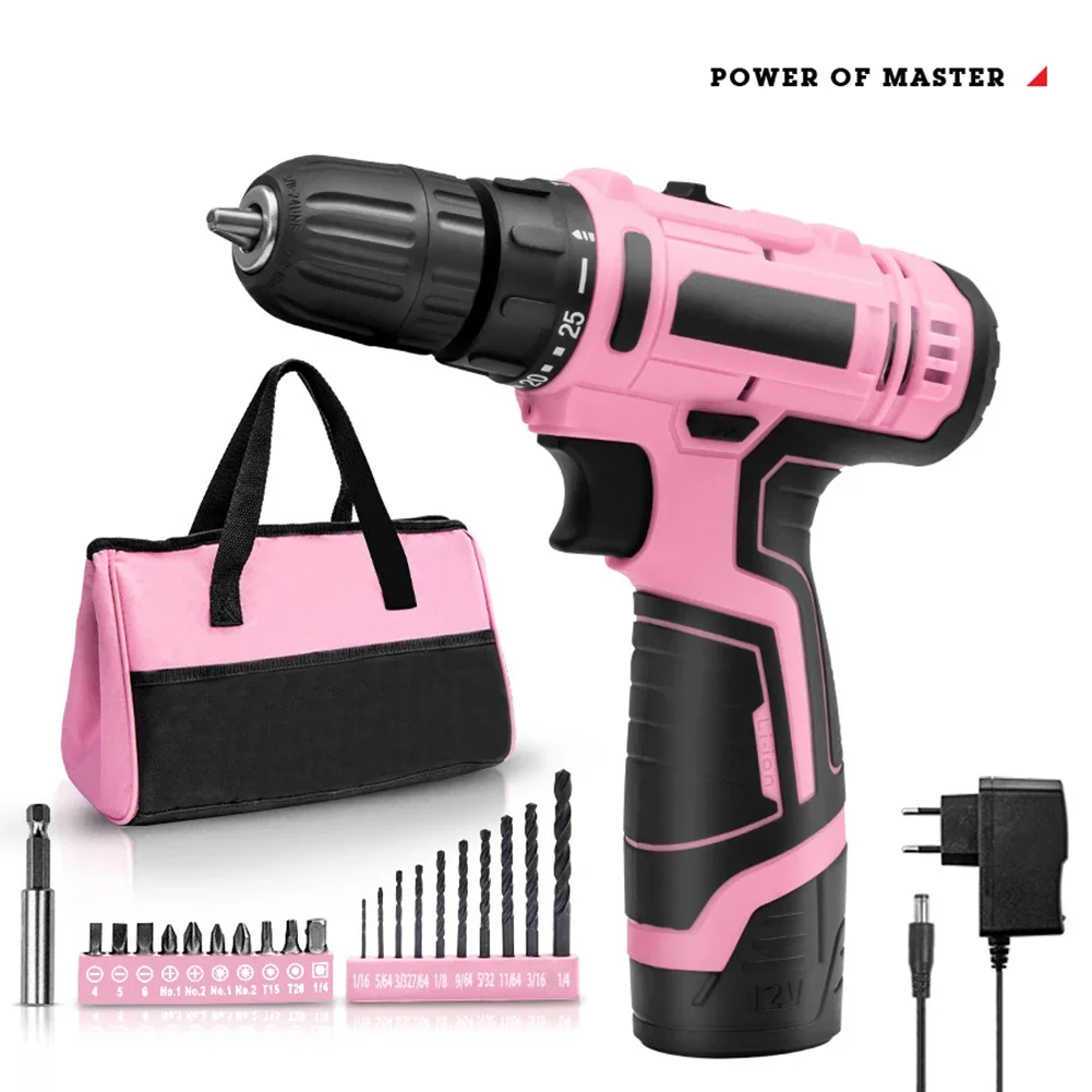 Pink Cordless Drill Driver  12V Power Tool with Comfortable Grip and Nature Like Dentures Teeth  Regain Your Confident Smile