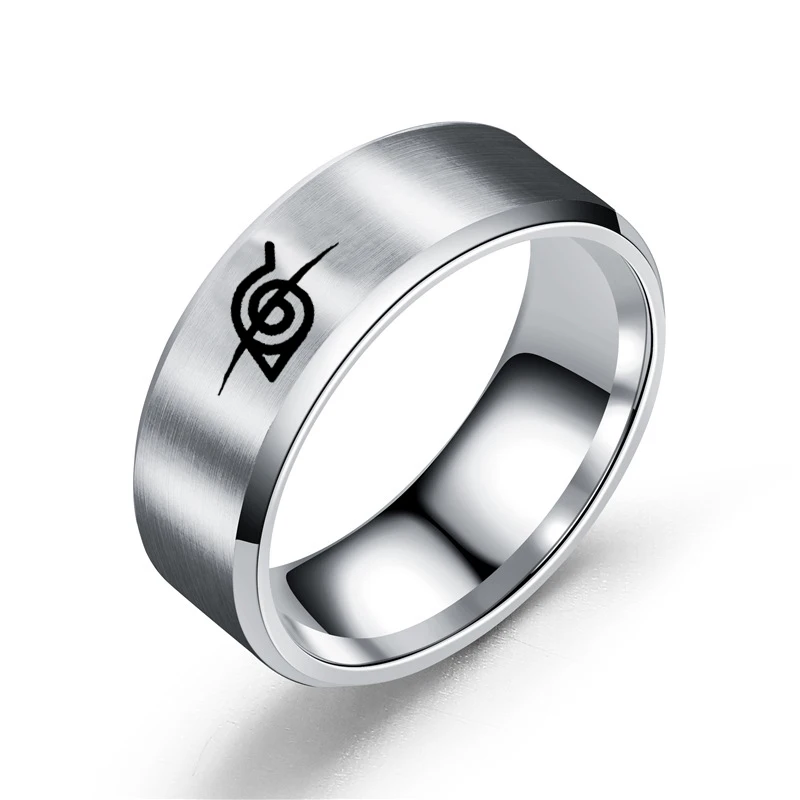 Anime Logo Sign Ring Ninja Ring Cosplay Prop Stainless Steel Jewelry Fashion Titanium Punk Cartoon Hip Hop Jewelry Accessories