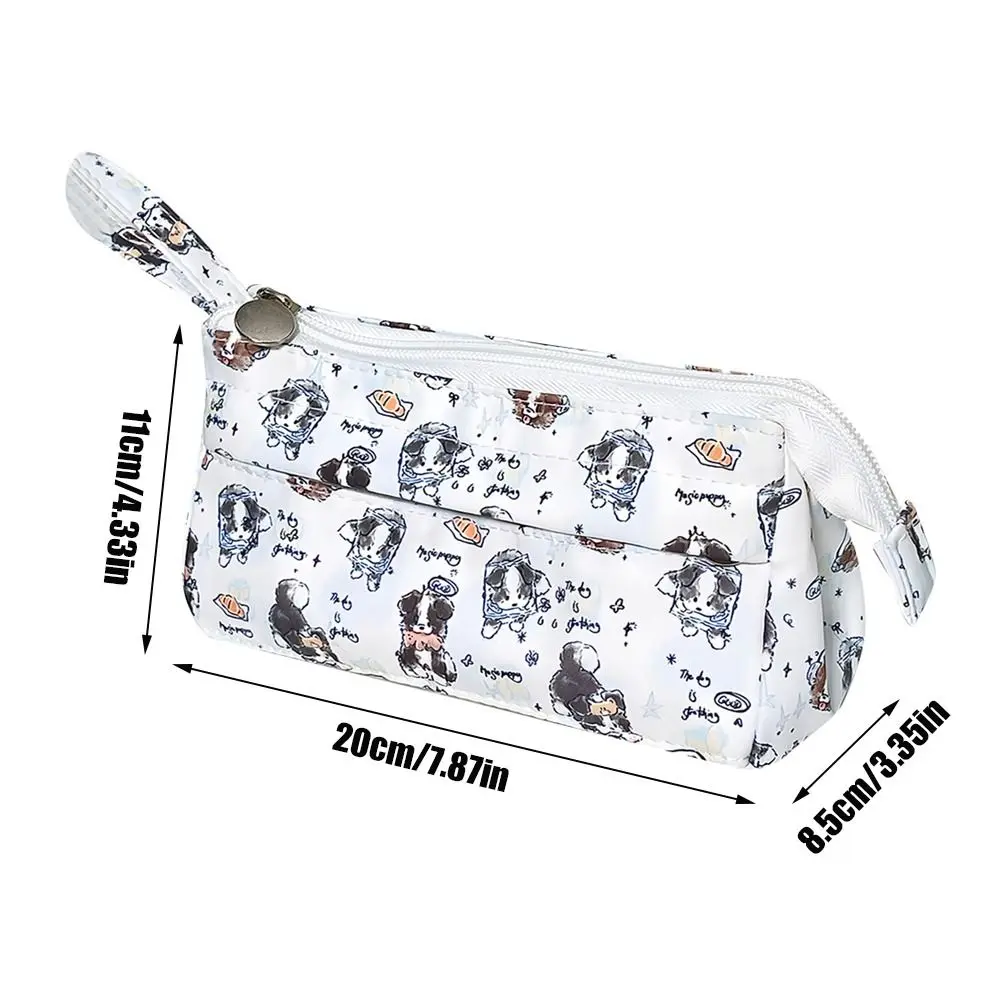 Multi-functional Bread Puppy Pencil Case Cartoon Print Large Capacity Stationery Storage Pouch Canvas Pen Box